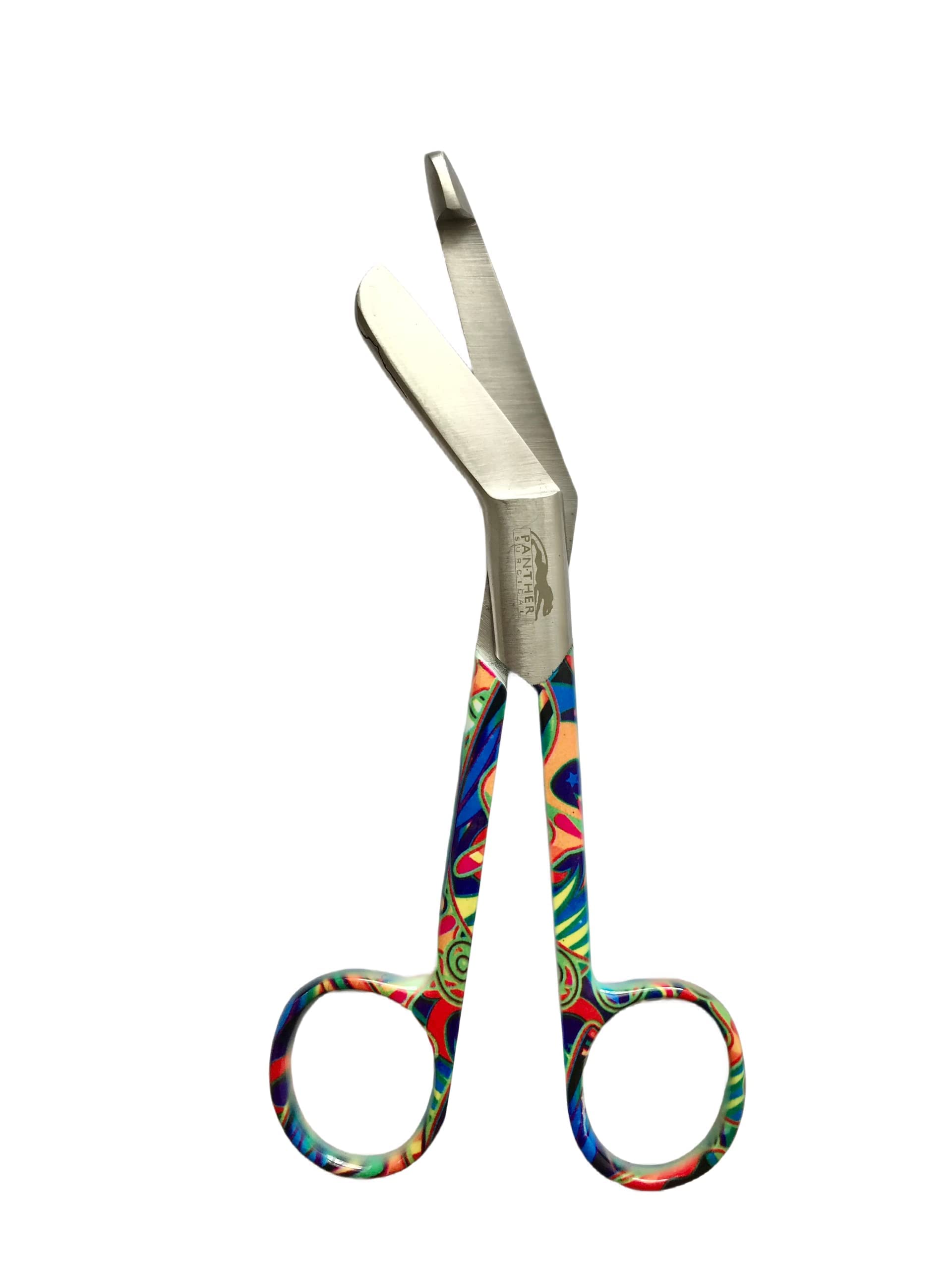 Stainless Steel Lister Bandage Scissors 5.5 inch Colored Pattern Student Utility First Aid Scissors (Multi Color Pattern)