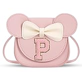 Little Girls Purse, Toddler Purse for 2 3 4 5 6 7 8 9 10 Year Old Girl Gifts, 2 3 4 5 6 7 8 Year Old Girl Birthday Gift Ideas, Cute Personalized Initial Mouse Ear Bow Crossbody Bag for Girls (Pink P)