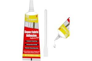 VIOMIS 60ML Fabric Glue, Strong Fabric and Leather Adhesive, Waterproof Fabric Glue Permanent Clear Washable for All Fabrics, Clothing, Cotton, Flannel, Denim, Leather, Polyester, Doll Repair, Patches, PU