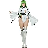 Mobbunny Women Anime Cosplay Costume Sexy Bodysuit Halloween Cutout Strap Jumpsuit With Stocking and Arm Ring