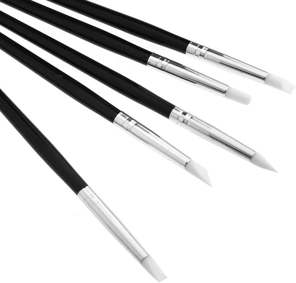 YINETTECH 5 Silicone Rubber Pottery Clay Shaper Sculpting Fimo Polymer Modelling Tool, Black - Image 3