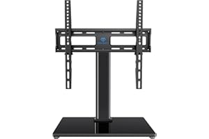 PERLESMITH Universal Swivel TV Stand Legs for 32-55 60 inch LCD LED TVs, Height Adjustable Television Mount Stand with Tempered Glass Base, Universal VESA Mount 400×400mm, Holds up to 88lbs, PSTVS09