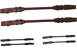 Majestic Ally Pair of Rolled Leather Buckeled Grab Strap for English Saddles, Hand Hold Strap for Safety When Riding Horse - Pack of 2