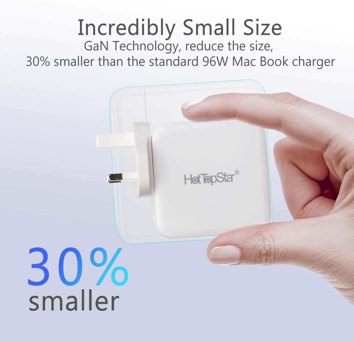 HotTopStar 100W GaN Charger, USB C Plug, 2-Port Fast Compact Wall Charger, 96W USB C Laptop Charger for MacBook Pro/Air - Image 5