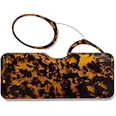 COVESATO Mini Armless Reading Glasses for Men Women Slim Thin Clip on Nose Readers with Small Portable Case