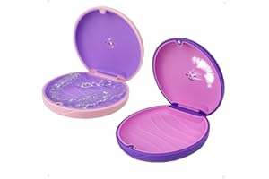 Maoerdental 2 Pack Retainer Case,Aligner Case with Vent Holes, Compatible with Invisalign, Mouth Guard Cases，Portable Slim Travel Cute Orthodontic Retainer Cases (Pink Purple)