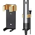 Wall Mount Holder for Dyson Airwrap Styler Hair Curling Iron Barrels, Metal Organizor Storage Rack Suitable for Various Curly Hair Sticks,Aluminum (Black&Golden)