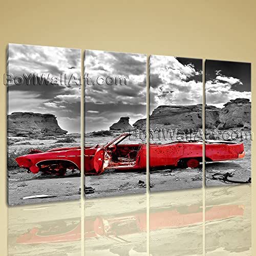 Amazon.com: Extra Large Vintage Car Contemporary Wall Art Decor Canvas