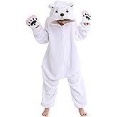 ATOZ Unisex Children Animal Polar Bear Onesie, Halloween Costume Pajamas Christmas Cosplay Sleepwear For Boys Girls