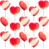 Fruidles Strawberry &amp; Cream Lollipops Mini Heart Shaped Flavored Delicious Lollipop, Individually Wrapped, 5g Lollipop