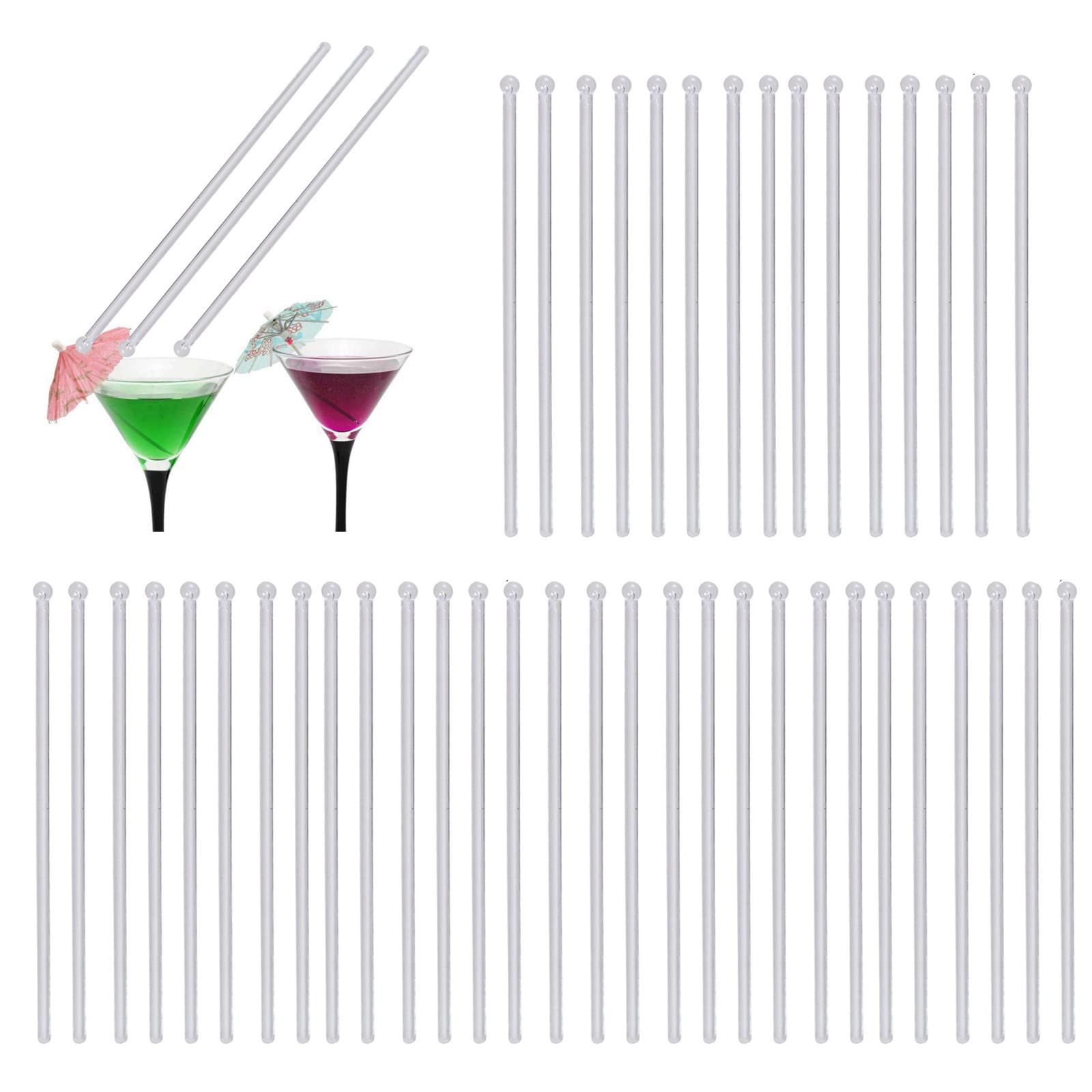 Cocktail Swizzle Stirrer, 100pcs Reusable Clear Swizzle Sticks Beverage Stirrers Drinks Mixing Sticks for Juice, Coffee,Beverage,Tea