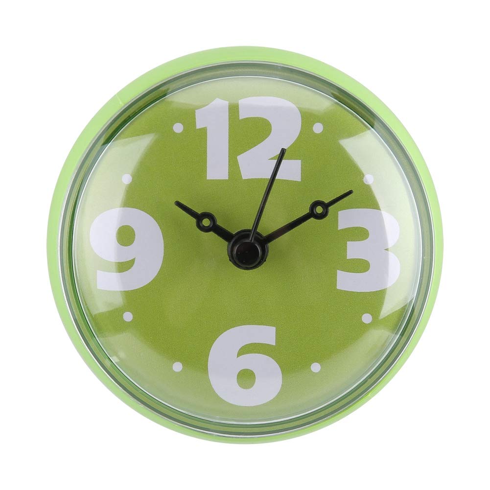 Greensen Bathroom Shower Wall Clock, Suction Cup Wall Clock Waterproof Suction Wall Window Mirror Bath Shower Clock Accessories for Shower Kitchen Bathroom(green)