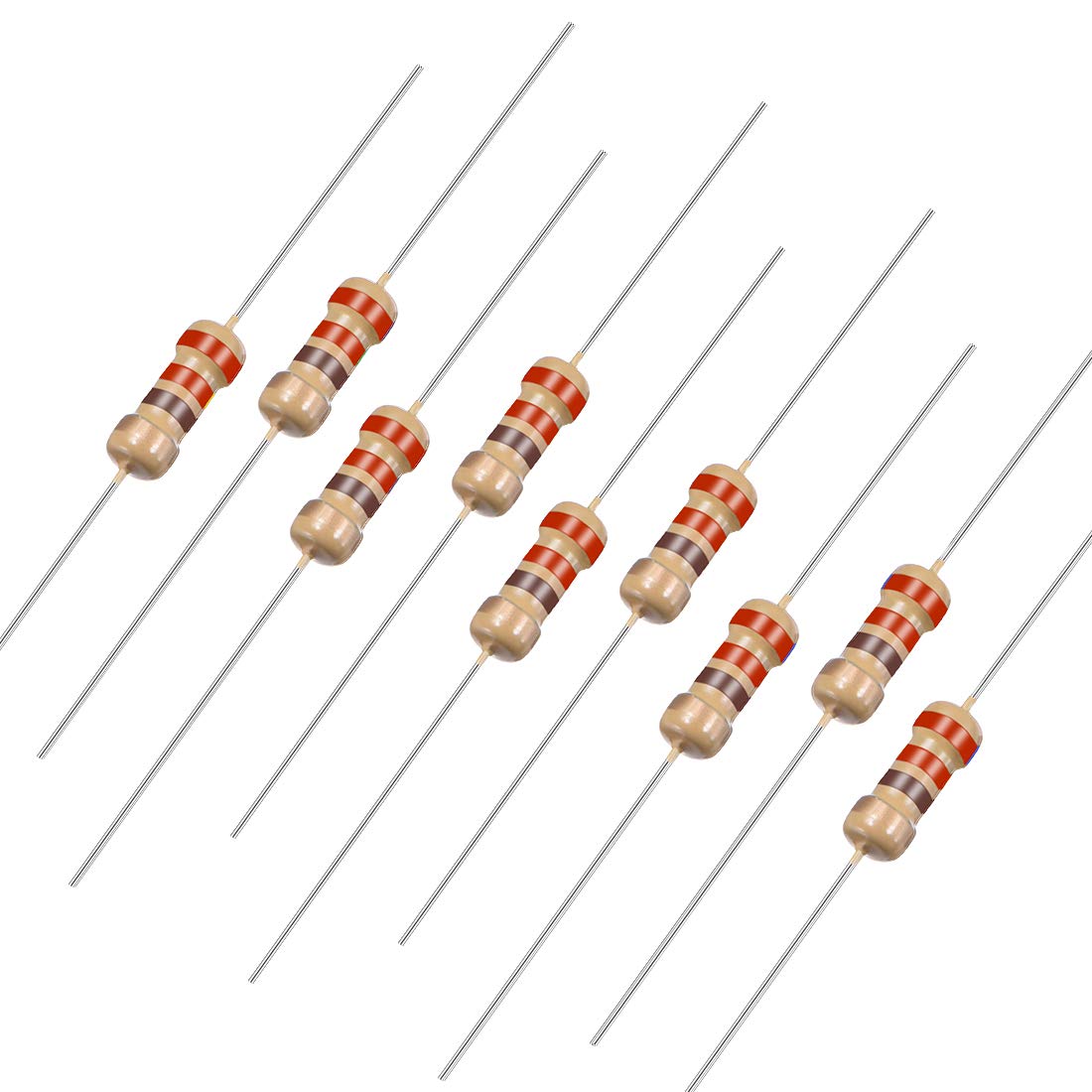 Sourcingmap 500Pcs 220 Ohm Resistor, 1/4W 5% Tolerance Carbon Film Resistors, 4 Bands for DIY Electronic Projects and Experiments