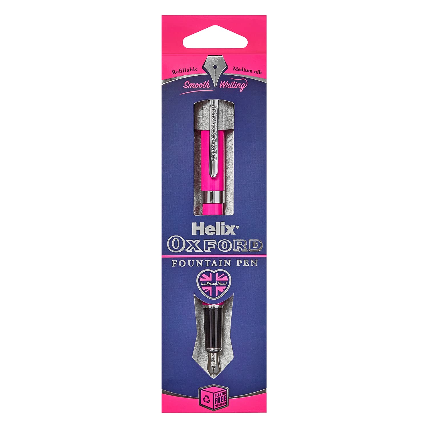 Helix Oxford Premium Fountain Pen (Pink) with Plastic Free Packaging