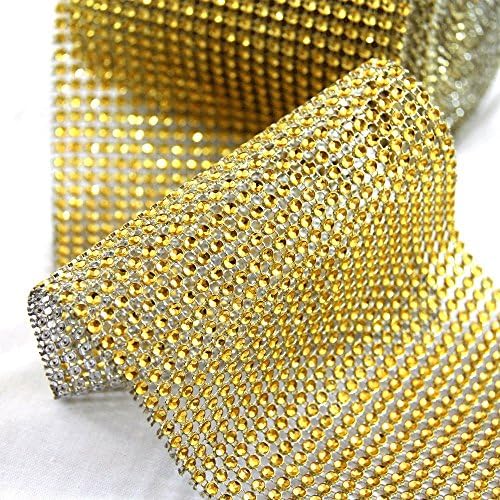 Sparkling Rhinestones Mesh Wrap Ribbon-24 Rows for Event Decorations, Wedding Cake, Birthdays, Baby Shower - 4.75"x 10 Yards (30 Feet)
