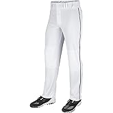 CHAMPRO Boys' Triple Crown Open Bottom Youth Baseball Pants, White, Navy Pipe, Large