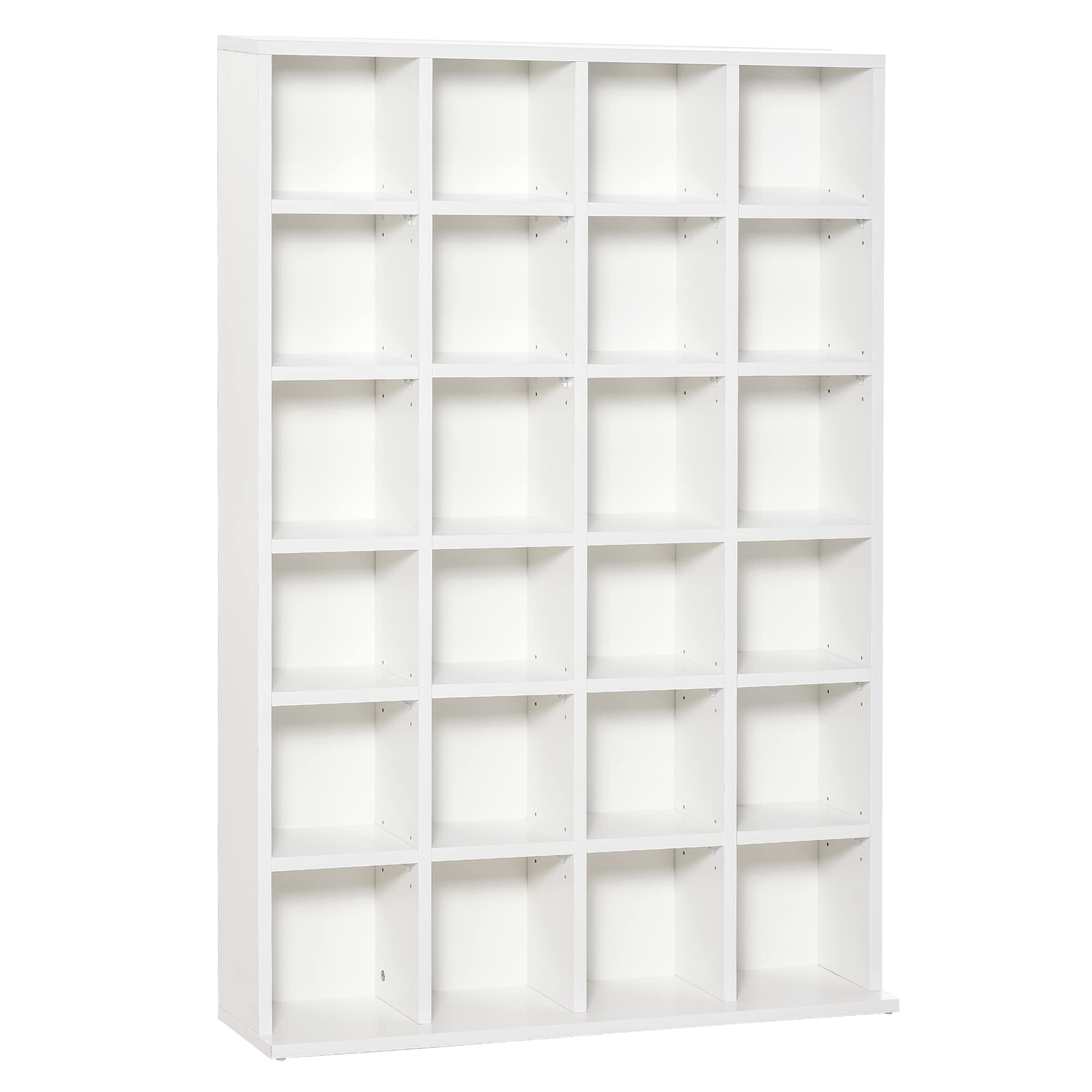 HOMCOM 456 CD/ 336 DVD Storage Unit, Media Storage Shelf, Wooden Display Unit with Adjustable Shelves, 89 x 130.5 cm, White