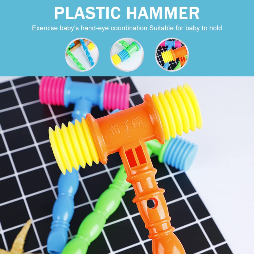 NUOBESTY 8Pcs Baby Hammer Toy Set - Musical Pounding & Squeaky Beating Toys for Toddlers 1-3 | Colorful Plastic Gavel Mallet for Early Learning & Motor Skills Development (Random Color)