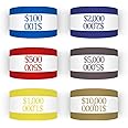 ESSENTIAL 7.5 x 1.25 Inches 300 Assorted Currency Straps Self Sealing Currency Bundles Bands Money Bill Band Strap (300 Assorted, 50 of Each Colors)