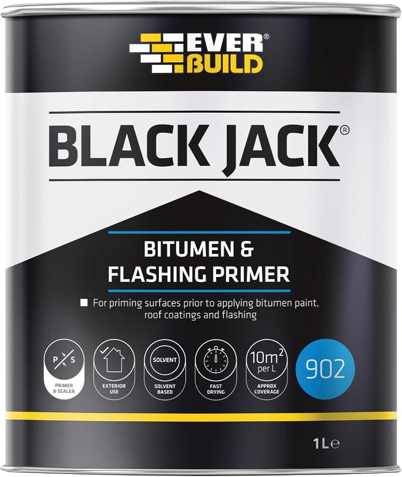 Everbuild Black Jack 902 Bitumen Primer 1 Litre Fast Drying Exterior