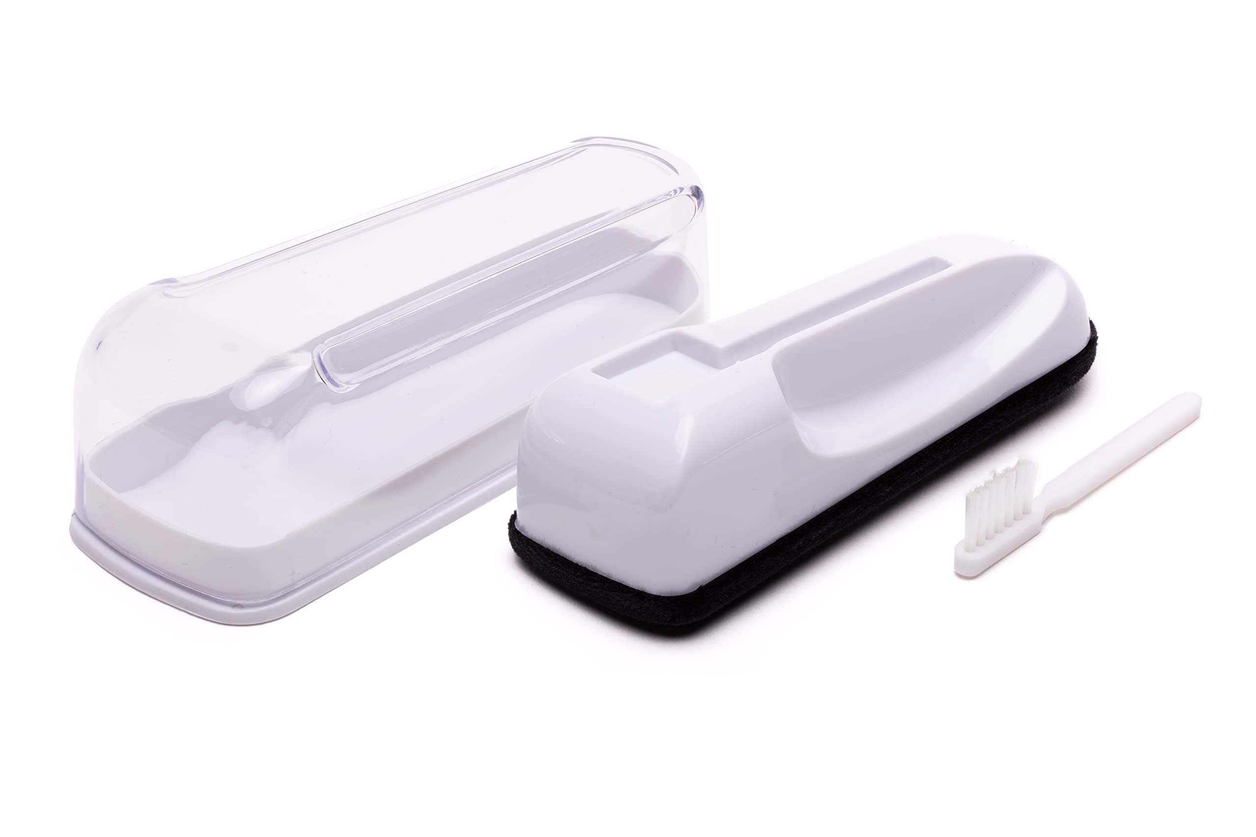 ANALOGIS Velvet Brush 5 for Record Care with Needle Brush & Plastic Cover, Black, Retro Style, Turntable Accessory