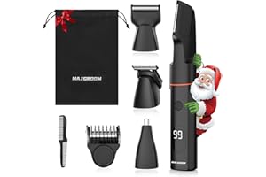 MAXGROOM Manscape Body Hair Trimmer for Men, Waterproof Pubic, Groin & Ball Shaver, No-Nick Mens Electric Grooming Kit with LED Display, USB Rechargeable, Adjustable Guide Comb