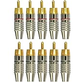 bnafes RCA Plug Solderless Gold Audio Video Adapter Cable Connector Cable Connector (10 Pack)