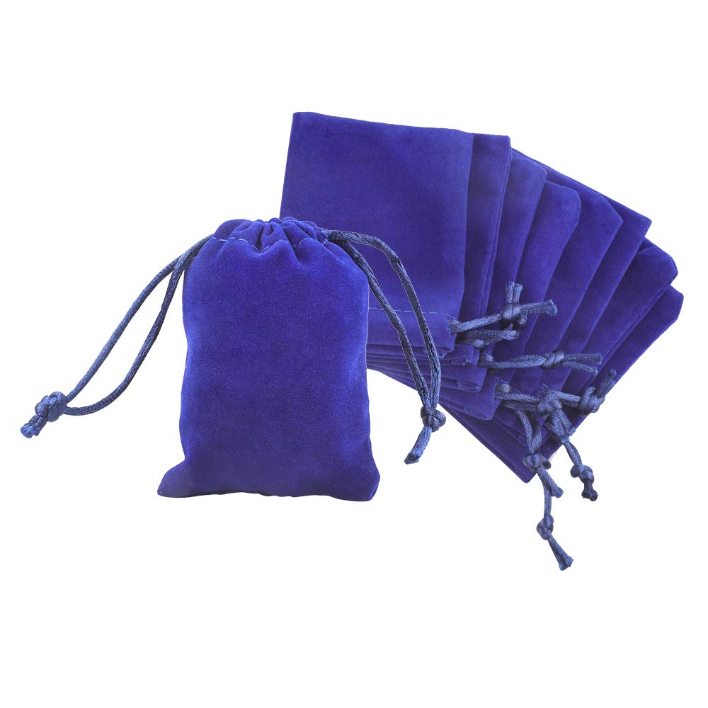 G2PLUS Blue Velvet Jewellery Pouches, 7x9CM Velvet Drawstring Bags for Jewellery, 20PCS Small Soft Gift Bags with Drawstrings for Wedding, Party, Valentine's Day, Anniversary