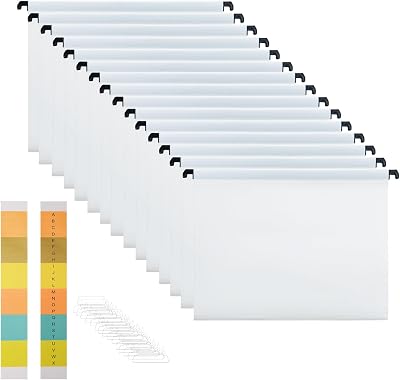 MerryNine Suspension Files A4 15pcs White with Tabs Card Inserts (34.8cm x