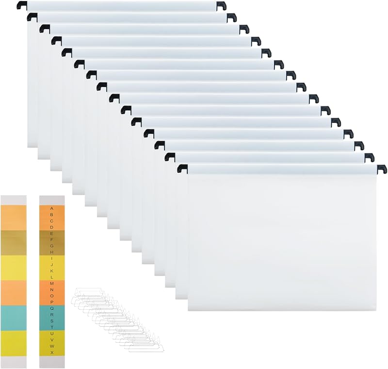 MerryNine Suspension Files A4 15pcs White with Tabs Card Inserts (34.8cm x