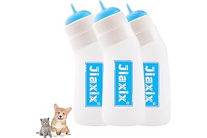 JIAXIX 3 Pack Kitten Silicone Nursing Bottle,Silicone Feeding Nipple, Reusable Newborn Kitten Supplies, Suitable for Feeding Kitten, Puppy, Rabbit, Hamster (Blue, Small)