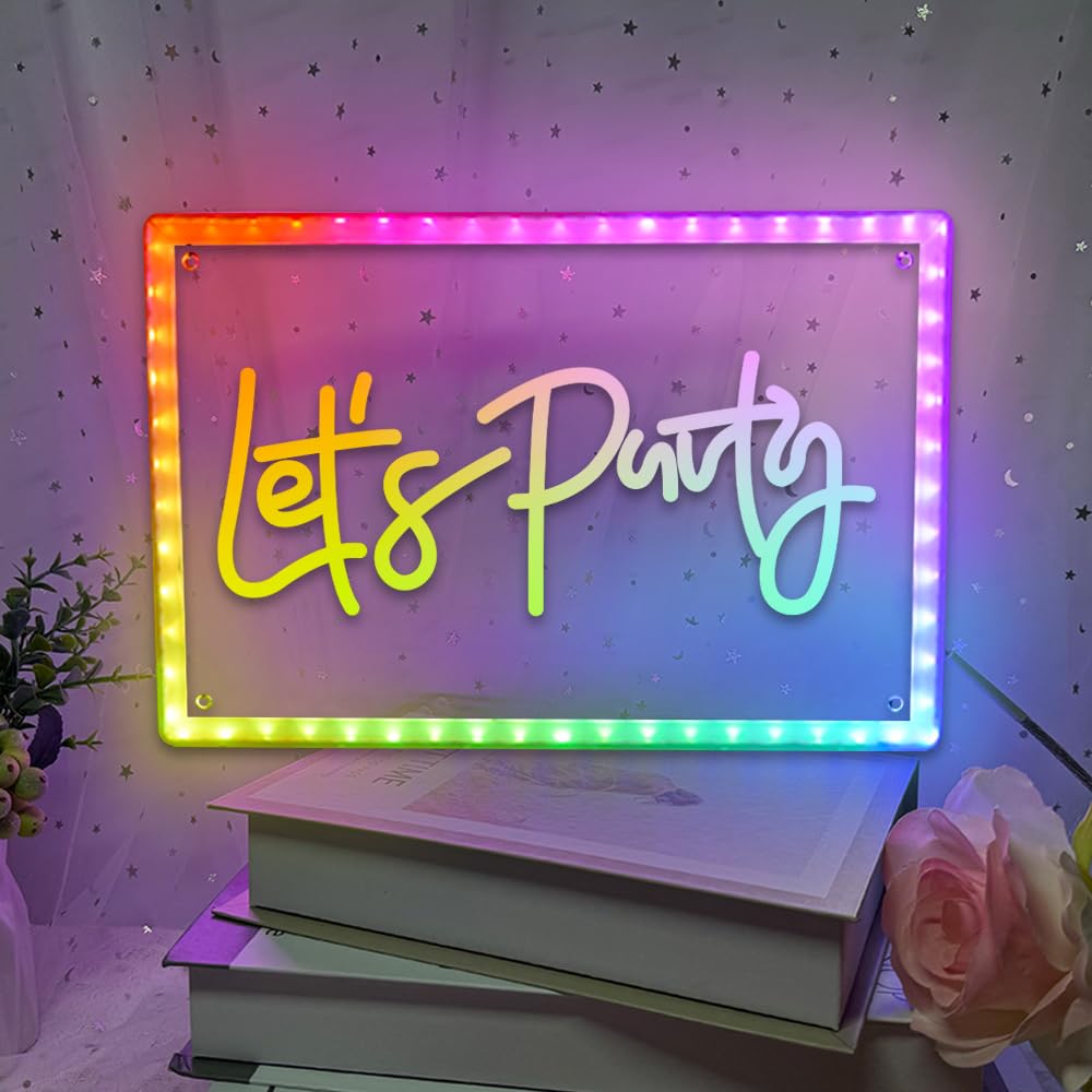 Photo 1 of *Untested*
Tbfhenvv RGB Let's Party Neon Sign for Wall Decoration LED Neon Sign Rainbow Music Sync Neon Sign Let's Party led sign Suitable for Wedding Birthday Party Christmas Valentine's Day Bar