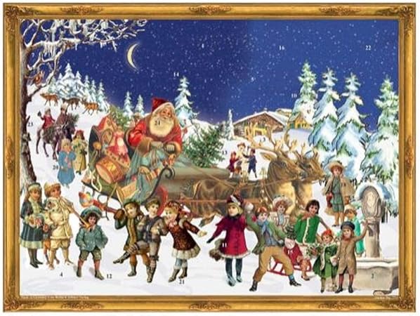 Babbo Natale Tedesco.Pinnacle Peak Trading Company Vittoriano Calendario Dell Avvento Di Babbo Natale In Slitta Con Renne Natale Tedesco Germania Amazon It Casa E Cucina