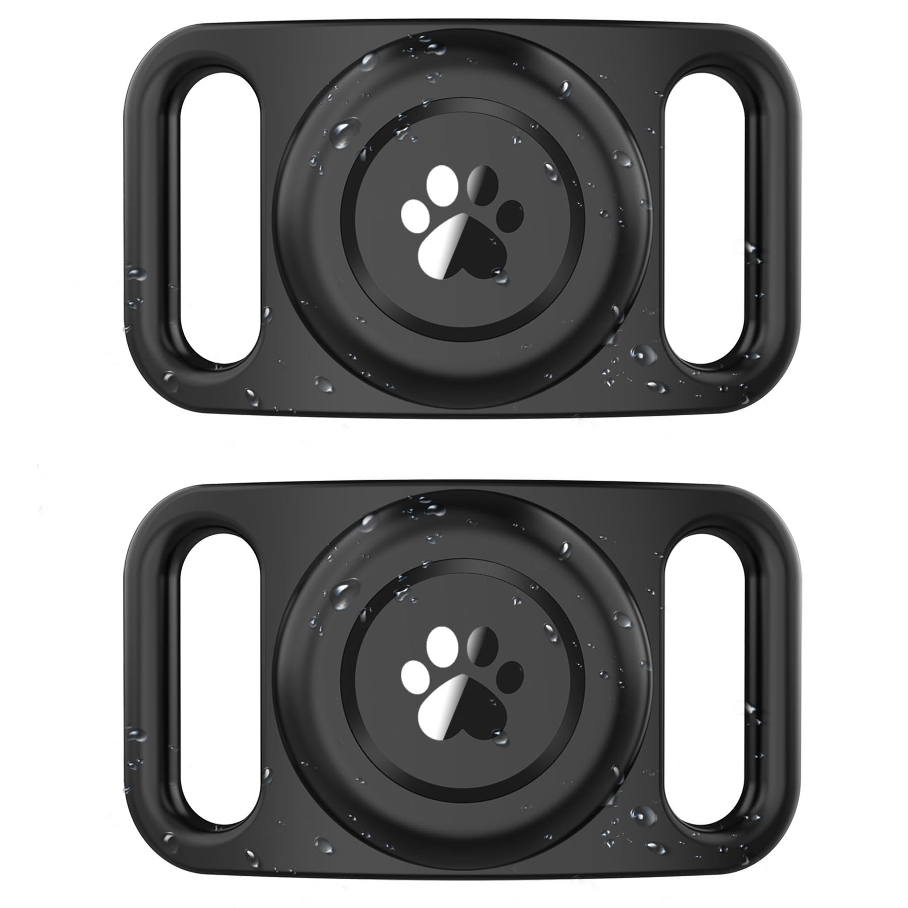 Photo 1 of [2 Pack] Waterproof AirTag Dog Collar Holder Case, Silicone Full-Body Protection, Soft Lightweight Stretchable Design for Dog Collars (Black)