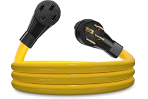 LAZMUMI 50 Amp RV/EV Extension Cord, 4 Prong NEMA 14-50P to 14-50R 50F/50M Cable Suit for RV Trailer Campers, Tesla Model 3-S-X-Y, Heavy Duty STW with Cord Organizer, ETL Listed (3 FT)