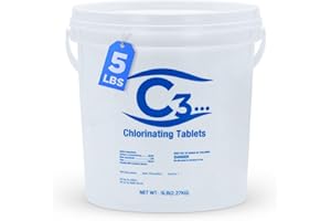 RX CLEAR C3… 5 lbs. 3" Stabilized Chlorine Tabs for Swimming Pools | Easy to Use for Above Ground or Inground Pool | Slow Dissolving Individually Wrapped Chlorinating Tablets | 5 Pound Bucket