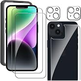 MSTSKTWO Front Screen + Back Protector + Lens Protector for iPhone 14 | 2+1+2 Pack, 9H Hardness, Ultra HD, Tempered Glass,Easy to Install with Auxiliary Frame,Case Friendly