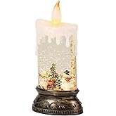Eldnacele Christmas Music Snow Globe Lantern with Timer Battery Operated & USB Powered Lighted Snowman Deer Singing Snow Globe Candle Lamp Spinning Water Glitters Indoor Christmas Decorations