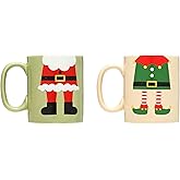 Pearhead Matching Christmas Mugs, Holiday Santa And Elf Mug Set, Christmas Home Décor, Holiday Gifts, Seasonal Coffee Cup Set of 2, Microwave and Dishwasher Safe, Holds 13 oz