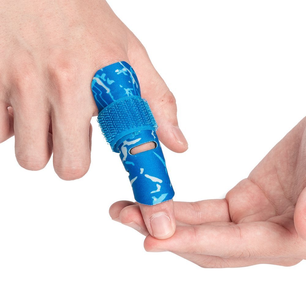 Kuangmi Finger Sleeve Support Protector Prevents Finger Injury During Sports 1 Piece (Blue, S/M)