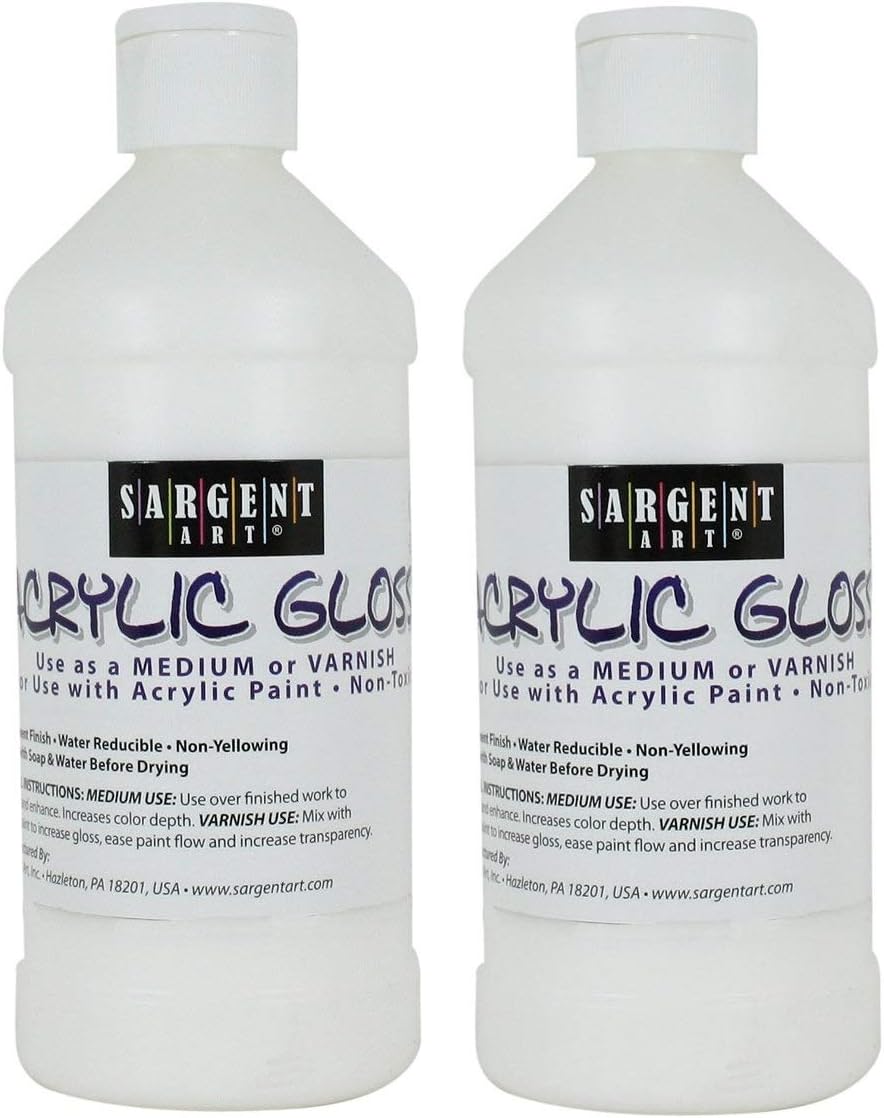 Sargent Art 22-8808 16-Ounce Acrylic Gloss and Varnish (Тwo Рack)