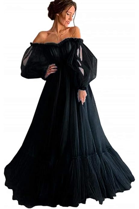 Long Puffy Sleeve Prom Dress Off 