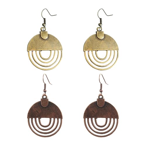 2 Pairs of Retro Hollow Earrings, Round Earrings, Simple and Versatile Jewelry, Boho Jewelry.