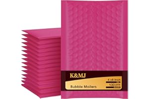 K&MJ 4x8 Bubble Mailer,100 Pc,Hot Pink Bubble Mailers for Small Business,Padded Envelopes,Tear-Proof Self-Seal Thickened Bubbles Shipping Bags,for Jewelry,Makeup,Electric Product ect