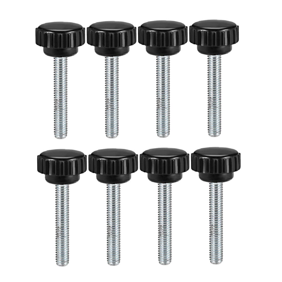 sourcing map M6 x 40mm Metric Male Thread Knurled Clamping Knobs Grip Thumb Screw on Type Hand Clamping Handle Bolt with Plastic Knobs Black 8 Pcs