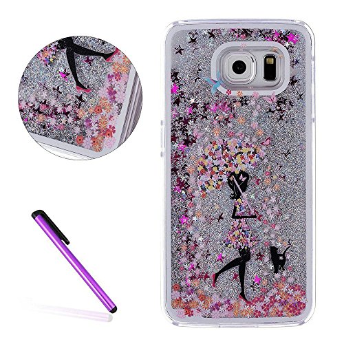 Samsung Galaxy S6 Edge Case,ISADENSER 3D Glitter Flowing Liquid