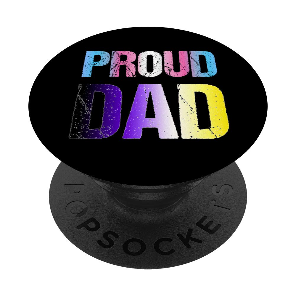 Transgender Fathers Day Proud Dad Nonbinary Trans Pride Flag PopSockets PopGrip: Swappable Grip for Phones & Tablets