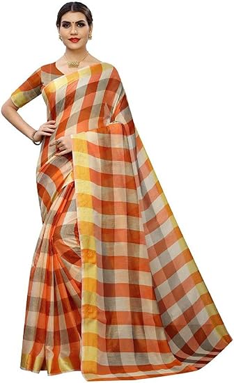 RAJESHWAR FASHION WITH RF Womens Chanderi Cotton Silk Blend Linen Style Saree with Blouse