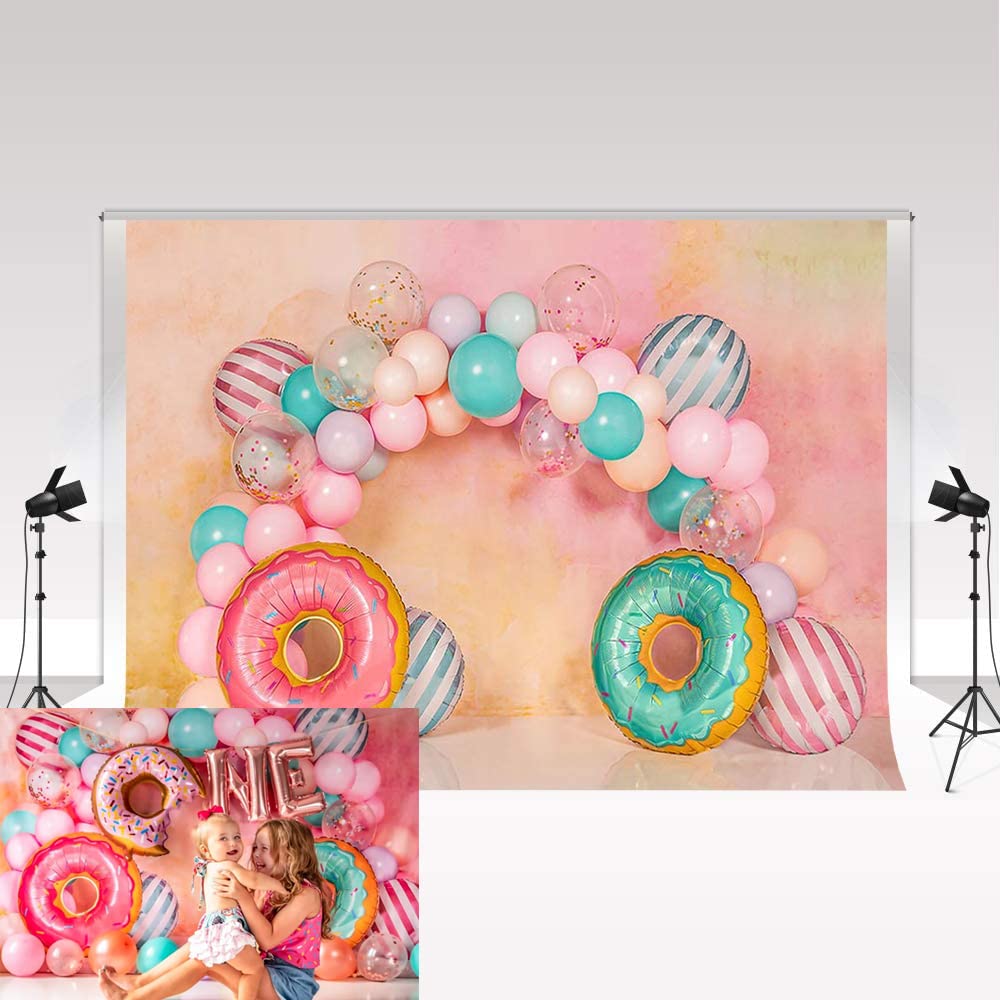 Kate Photography Backdrop 7x5ft/2.2x1.5m Dreamlike Pink and Blue Balloon Arch Newborn Kids Photo Background Home Photo Studio Background for Baby Shower Birthday Party