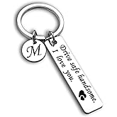 OUMILAN Drive Safe Keychain 26 Letters Keychain Gifts for Boyfriend Couple Husband Dad Birthday Valentines Day Gifts